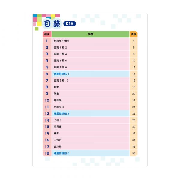 幼兒數學26週+ 綜合能力訓練 K1A