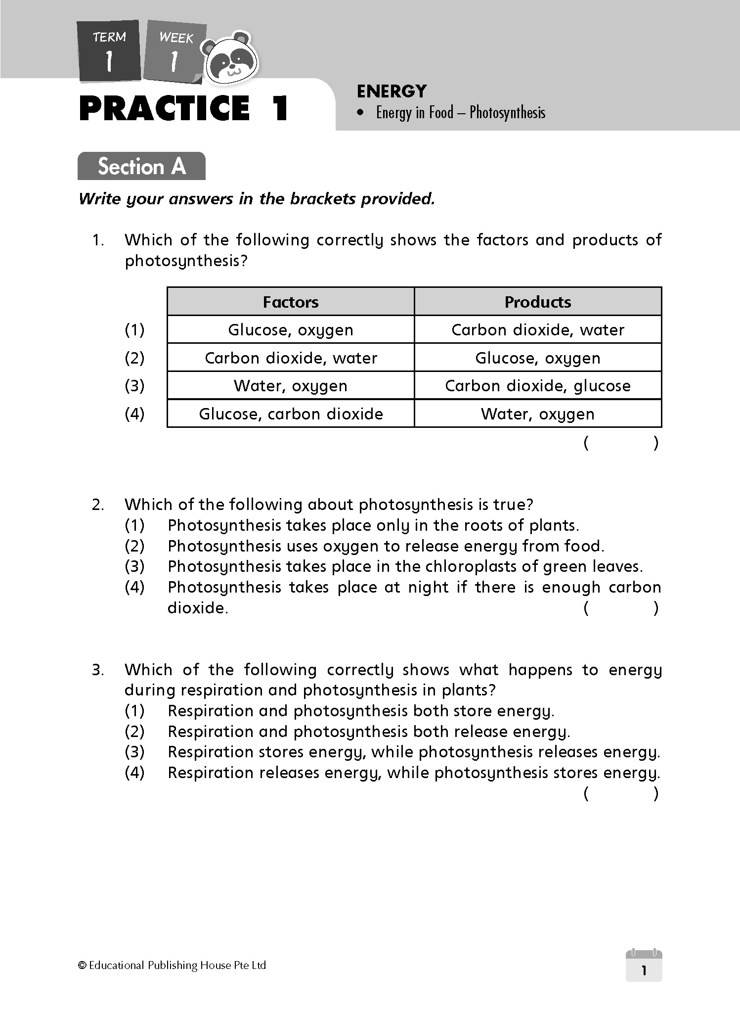 P6 Science Weekly Revision